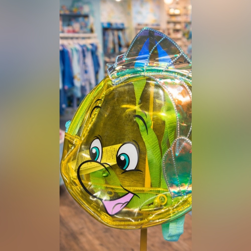 NWOT-Disney Park Flounder Mini Backpack Clear PVC Little Mermaid - Picture 2 of 4